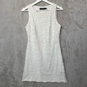 Lauren Ralph Lauren Sleeveless White Lace Overlay Sheath Dress Angelcore Size 8